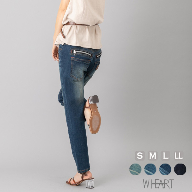 デニム ジップボーイフレンドパンツ w-37429