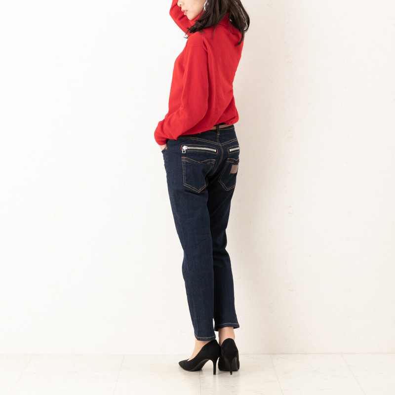 デニム ジップボーイフレンドパンツ w-37429
